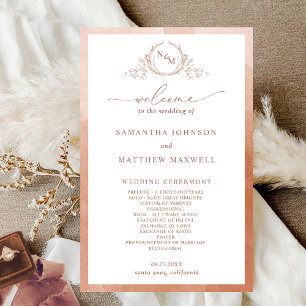 Elegant Monogram Terracotta Wedding Program