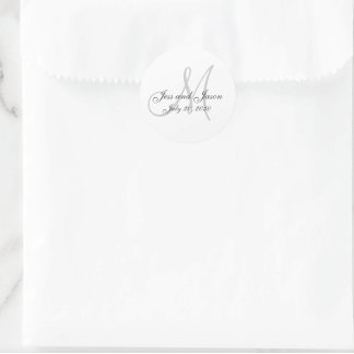 Elegant Monogram Thank You Wedding Favor Classic Round Sticker