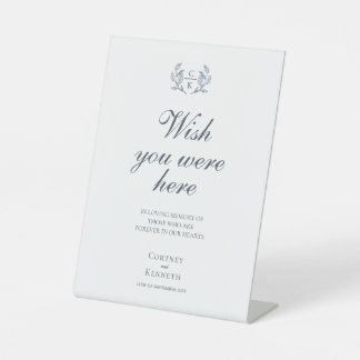 Elegant Monogram Toile Crest Wedding In Memorial Pedestal Sign