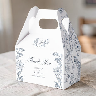 Elegant Monogram Toile Crest Wedding Thank You Favor Boxes