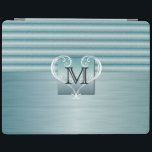 Elegant Monogram Turquoise Brush Steel iPad Smart Cover<br><div class="desc">Electronic Cases. 100% Customizable. Ready to Fill in the box(es) or Click on the CUSTOMIZE button to add, move, delete or change any of the text or graphics. Made with high resolution vector and/or digital graphics for a professional print. NOTE: (THIS IS A PRINT. All zazzle product designs are "prints"...</div>