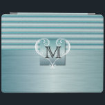 Elegant Monogram Turquoise Brush Steel iPad Smart Cover<br><div class="desc">Electronic Cases. 100% Customizable. Ready to Fill in the box(es) or Click on the CUSTOMIZE button to add, move, delete or change any of the text or graphics. Made with high resolution vector and/or digital graphics for a professional print. NOTE: (THIS IS A PRINT. All zazzle product designs are "prints"...</div>