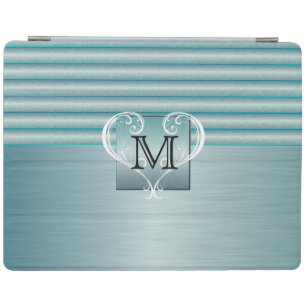 Elegant Monogram Turquoise Brush Steel iPad Smart Cover