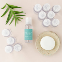 Elegant Monogram Turquoise Wedding Favor Hand Sanitizer