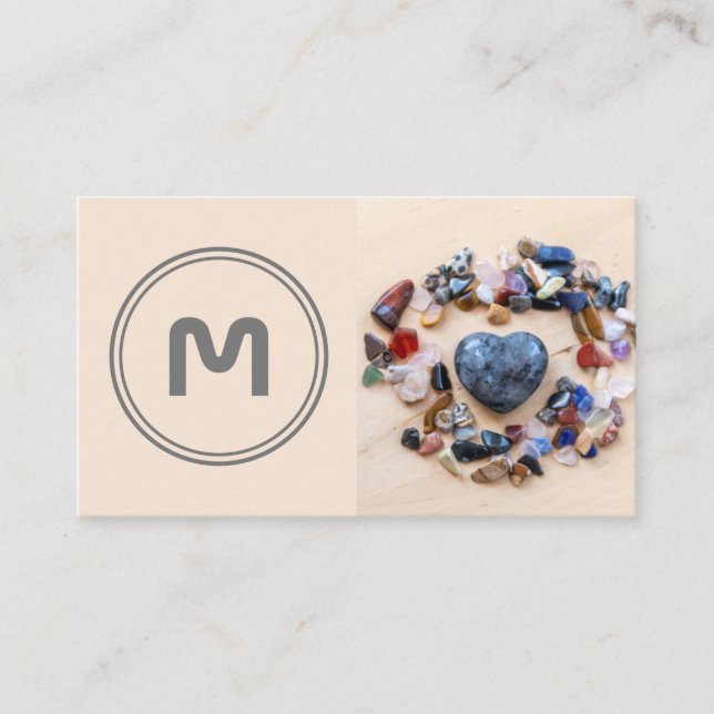 Elegant monogram two tone little crystal gems business card (Front)