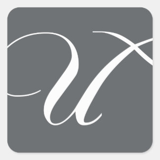 Elegant Monogram U Stickers for Weddings Grey