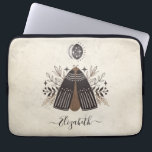 Elegant Monogram Vintage Butterfly Laptop Sleeve<br><div class="desc">An bohemian vintage mystical moth laptop sleeve. A beautiful celestial moth with foliage in earth tone colors. Personalize it with your name on the front of the laptop cover. Designed for you by Blackberry Boulevard. Other Mystical Moths designs available in the shop.</div>