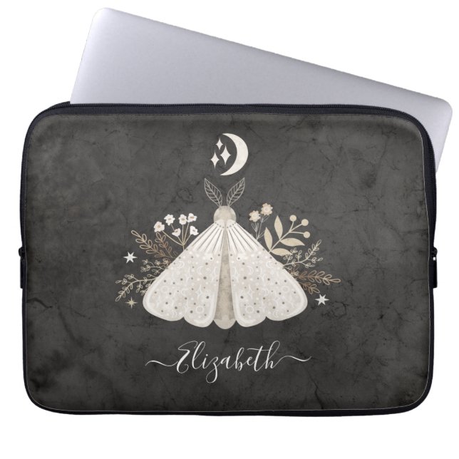 Elegant Monogram Vintage Butterfly Laptop Sleeve (Front)