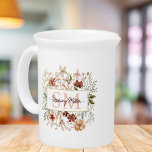 Elegant Monogram Watercolor Fall Wildflower Floral Beverage Pitcher<br><div class="desc">Introducing our Elegant Monogram Watercolor Fall Wildflower Floral beverage pitcher. Featuring illustration of a floral frame decorated with warm autumn earthy colors and monogram in the middle. Personalize it with your name and initial to create a unique touch.</div>