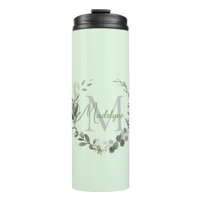 Elegant Monogram Watercolor Foilage      Thermal T Tumbler (Front)