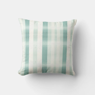 Elegant Monogram Watercolor Green Cream Stripe Throw Pillow