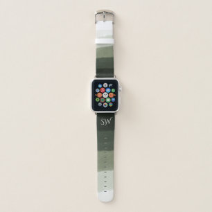 Elegant Monogram Watercolor Jungle Green Ombre Apple Watch Band