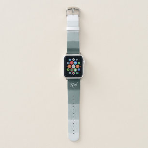 Elegant Monogram Watercolor Limed Spruce Ombre Apple Watch Band