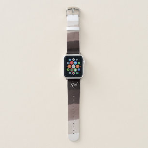 Elegant Monogram Watercolor Walnut Brown Ombre Apple Watch Band