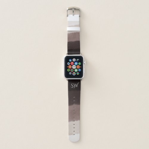 Elegant Monogram Watercolor Walnut Brown Ombre Apple Watch Band