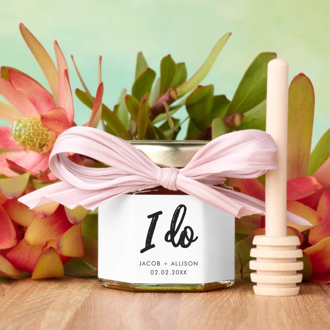 Elegant Monogram watercolour Wedding couples names Honey Jar Favors (Insitu (Wedding))