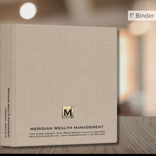Elegant Monogram Wealth Management Binder