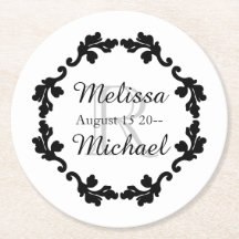 Elegant monogram wedding black white gray