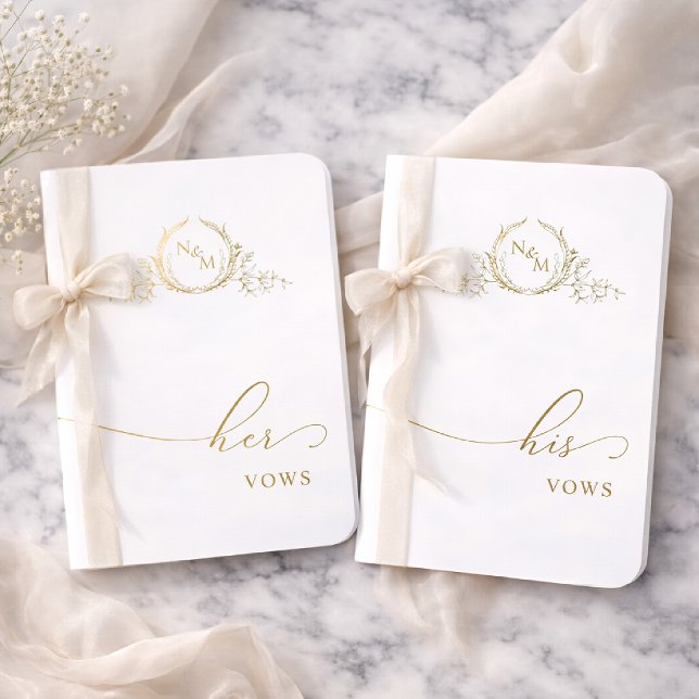 Elegant Monogram Wedding Ceremony His and Hers Vow Foil Vow Books (Creator Uploaded)