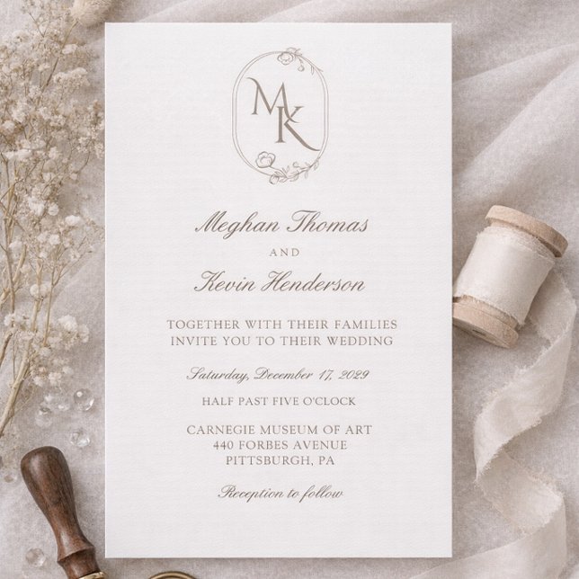 Elegant Monogram Wedding | Classic Formal Invitation (Creator Uploaded)