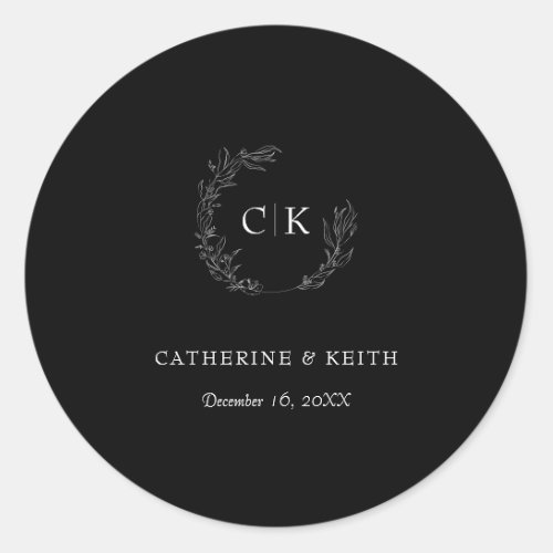 Elegant Monogram Wedding Classic Round Sticker