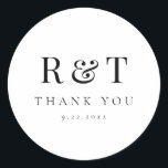 Elegant Monogram Wedding Classic Round Sticker<br><div class="desc">A modern monogram with both couples initials and thank you underneath are the features on this wedding favor label or envelope closure. Coordinate additional invitation and day of items with this design by visiting the Modern Overlay Wedding Collection by Stacey Meacham.</div>