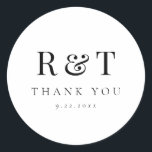 Elegant Monogram Wedding Classic Round Sticker<br><div class="desc">A modern monogram with both couples initials and thank you underneath are the features on this wedding favor label or envelope closure. Coordinate additional invitation and day of items with this design by visiting the Modern Overlay Wedding Collection by Stacey Meacham.</div>
