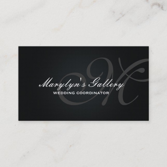 Elegant Monogram Wedding Coordinator Business Card (Front)