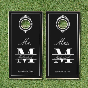 Elegant Monogram Wedding Cornhole Set
