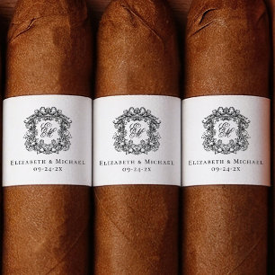 Elegant Monogram Wedding Crest Cigar Band  Label
