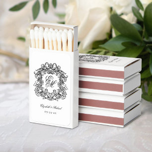 Elegant Monogram Wedding Crest Favors Matchboxes