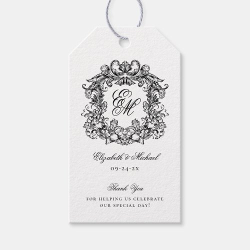 Elegant Monogram Wedding Crest  Gift Tags