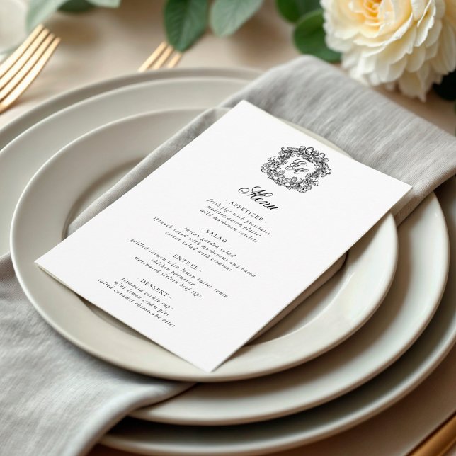 Elegant Monogram Wedding Crest  Menu (Creator Uploaded)