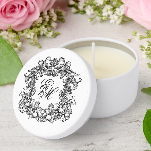 Elegant Monogram Wedding Crest Mini Candle Favors (Creator Uploaded)
