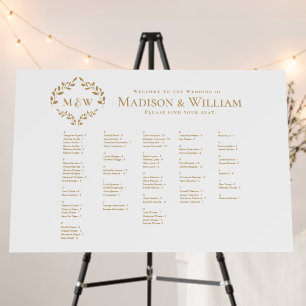 Elegant Monogram Wedding Crest Seating chart Foam Board
