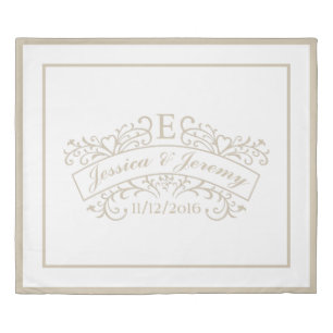 Elegant Monogram Wedding Duvet Cover King Size