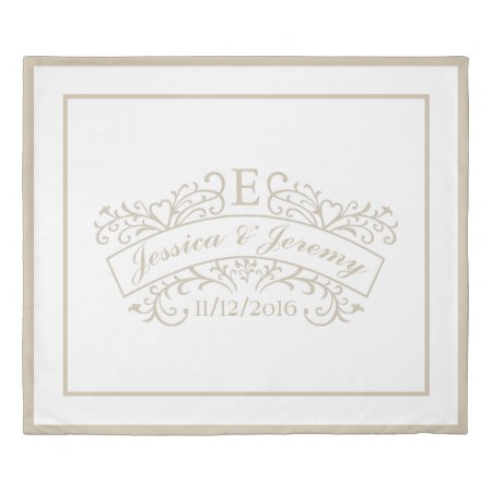 Elegant Monogram Wedding Duvet Cover King Size