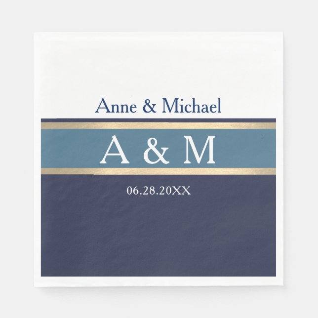 Elegant Monogram Wedding Event Napkins (Front)