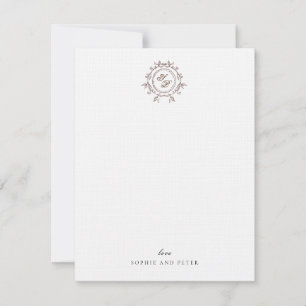 Elegant monogram wedding favor  note card