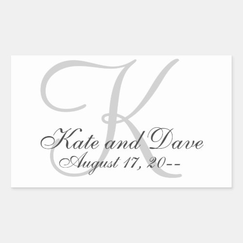 Elegant Monogram Wedding Favor Rectangular Sticker