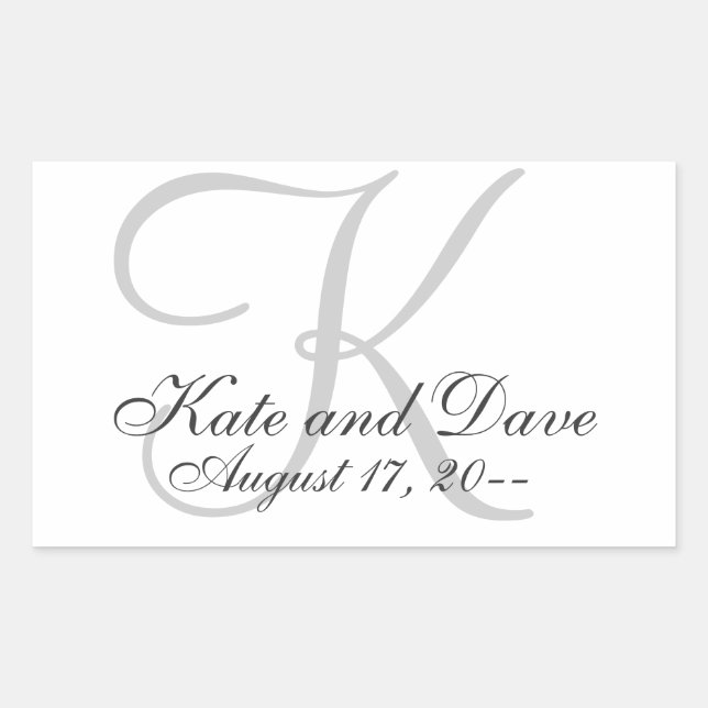 Elegant Monogram Wedding Favor Rectangular Sticker (Front)