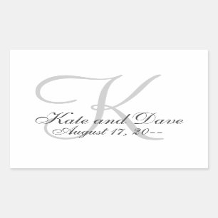 Elegant Monogram Wedding Favor Rectangular Sticker