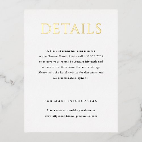 Elegant Monogram Wedding Foil Enclosure Card
