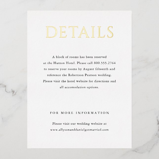 Elegant Monogram Wedding Foil Enclosure Card (Front)