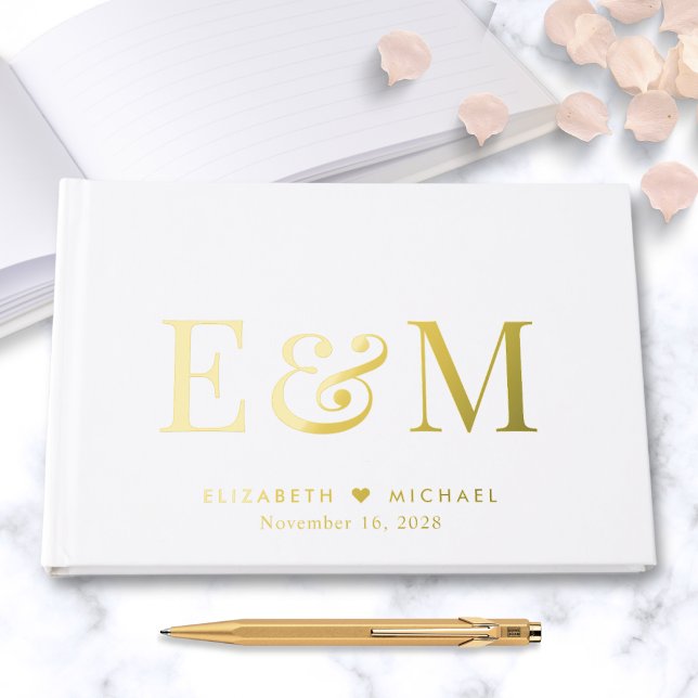 Elegant Monogram Wedding Foil Guest Book (Creator Uploaded)