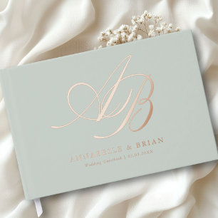 Elegant, Monogram, Wedding  Foil Guest Book