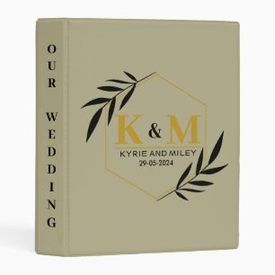 elegant monogram wedding gold albums mini binder