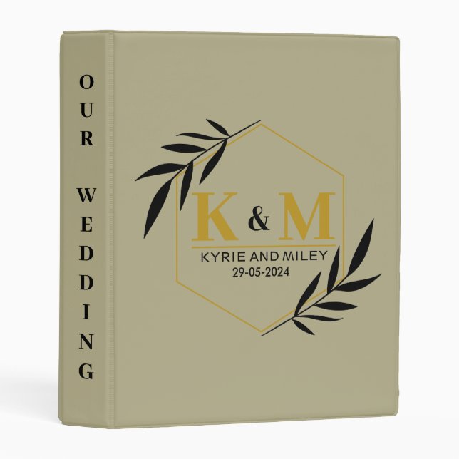 elegant monogram wedding gold albums mini binder (Front/Spine)