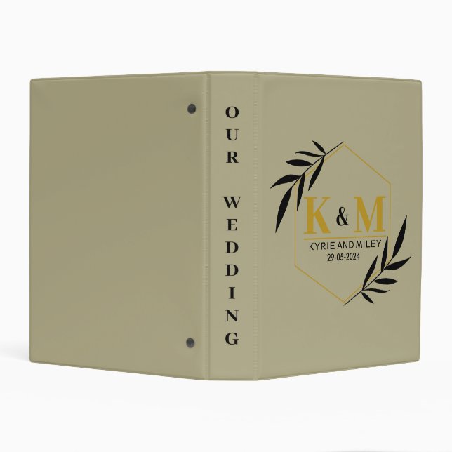 elegant monogram wedding gold albums mini binder (Background)