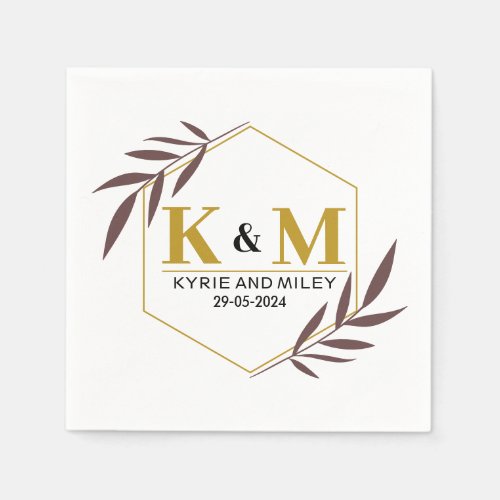 elegant monogram wedding gold napkins